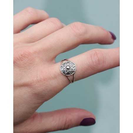 DUNIYA ring | Oxidized Round with Embossed Star and Ball | moon
