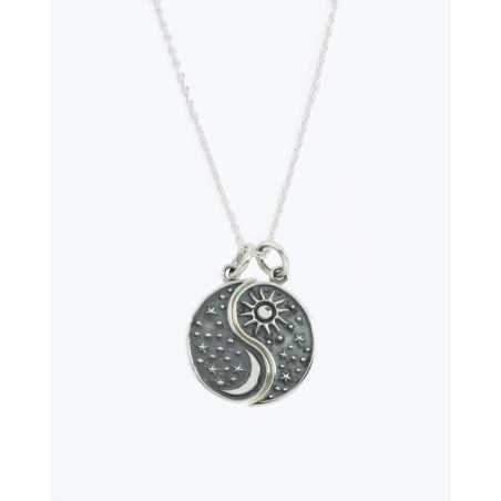 KARFI necklace | Silver Yin Yang with Sun and Moon - moon