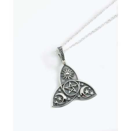 KULLI necklace | In Silver with Celtic Knot, Stars, Sun and Moon | moon