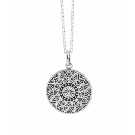 AKOT Necklace | Round Mandala in Sterling Silver and Oxidized Finish | moon