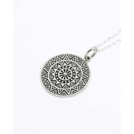 AKOT Necklace | Round Mandala in Sterling Silver and Oxidized Finish | moon