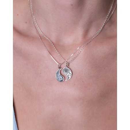 KARFI necklace | Silver Yin Yang with Sun and Moon - moon