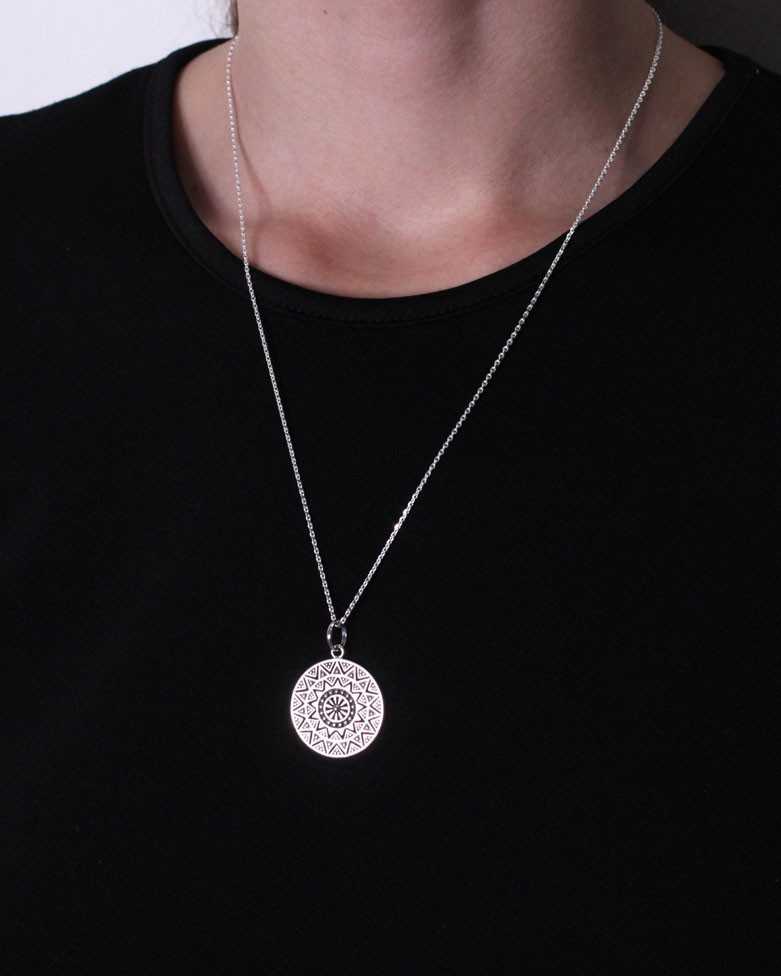 AKOT Necklace | Round Mandala in Sterling Silver and Oxidized Finish | moon