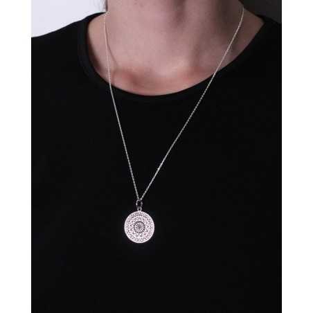 AKOT Necklace | Round Mandala in Sterling Silver and Oxidized Finish | moon