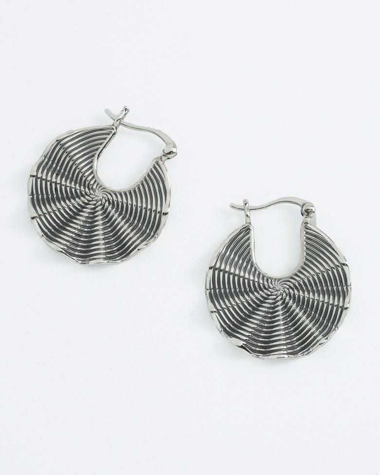 BAZARA Earrings | Sterling Silver Earrings with Ripples - moon