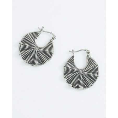 BAZARA Earrings | Sterling Silver Earrings with Ripples - moon