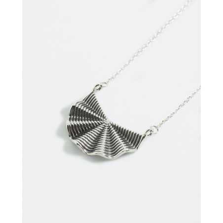 BAZARA Necklace | Fan Shaped Pendant with Oxidized Finish - moon