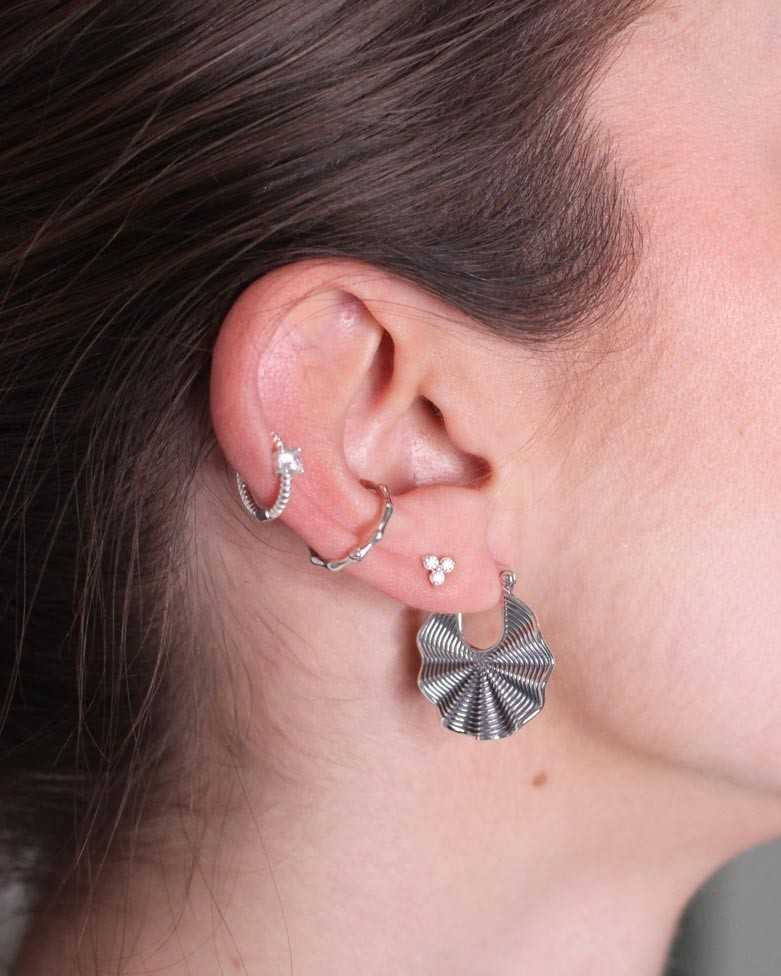 BAZARA Earrings | Sterling Silver Earrings with Ripples - moon