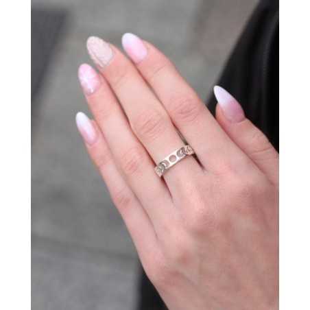 Anillo LUAR | Sortija en plata con fases lunares talladas - moon