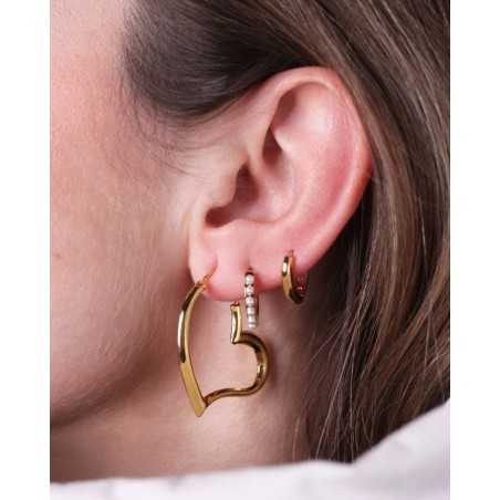 BURA Gold Hoops | Golden Hoop Earrings with Heart - moon