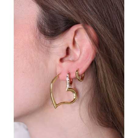 BURA Gold Hoops | Golden Hoop Earrings with Heart - moon