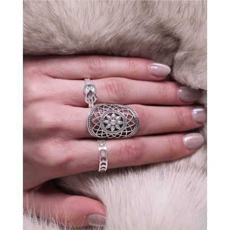 Anillo LUAR | Sortija en plata con fases lunares talladas - moon