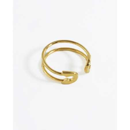 Ring ROCKOLA Gold | In silver gilt in the shape of a safety pin - moon
