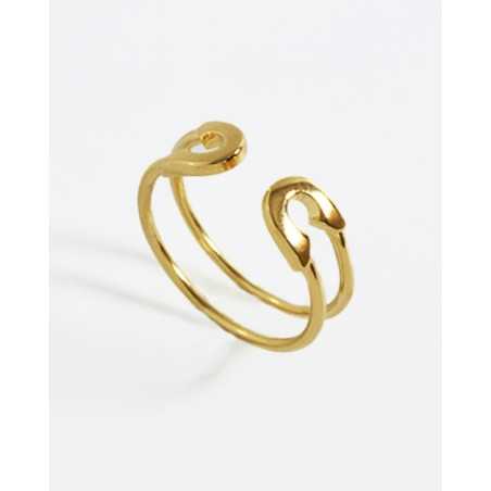 Ring ROCKOLA Gold | In silver gilt in the shape of a safety pin - moon
