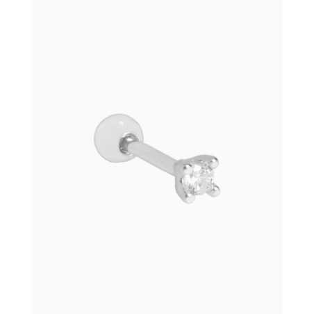 CHAHU Piercing | Silver sparkle zirconia earring - moon