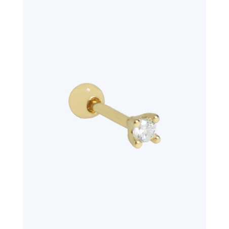 CHAHU Piercing | Silver sparkle zircon earring - moon