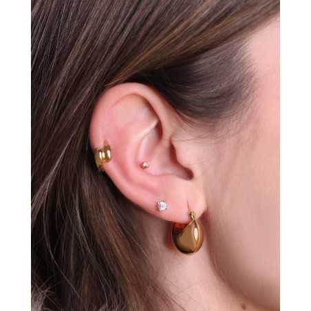 NAEEN Piercing | round zirconia silver earring - moon