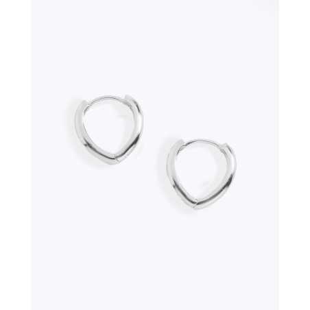 NATORI Earrings | Basic Silver Hoops with Easy Closure - moon