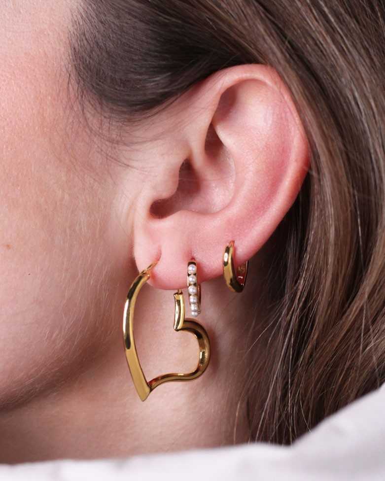 Pendientes NATORI Oro| Aros Básicos Plata Cierre Fácil - moon