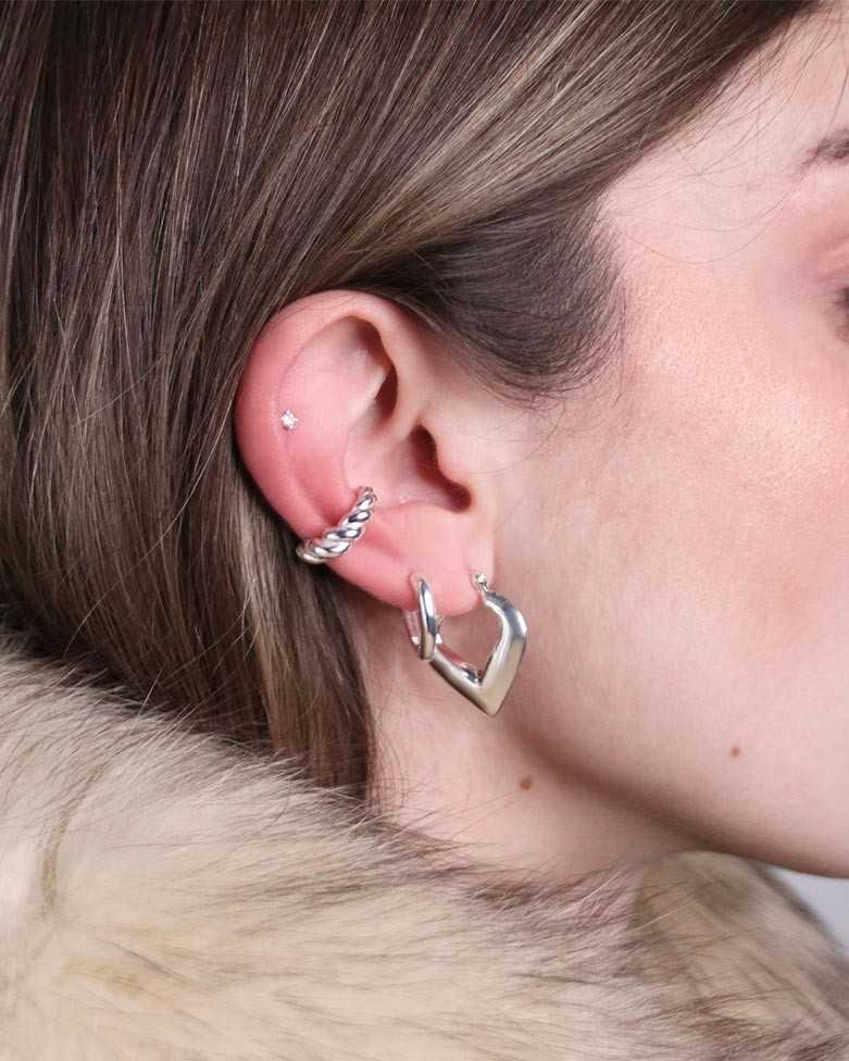 Pendientes NATORI | Aros Básicos Plata Cierre Fácil - moon