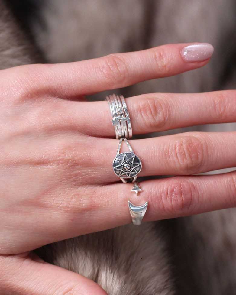 SULU ring | 925 Silver Ring with Star and Moon - moon