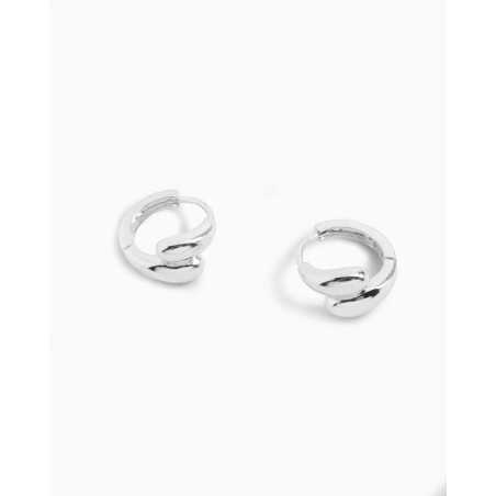 JARO Earrings | Small Sterling Silver Crossed Drop Hoops - moon