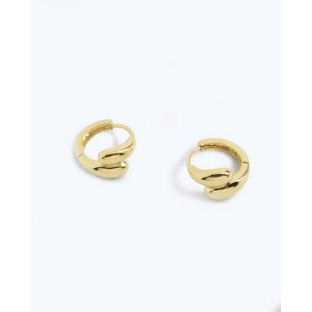 JARO Gold Earrings | Hoops with Crossed Drops in Gold Plating - moon