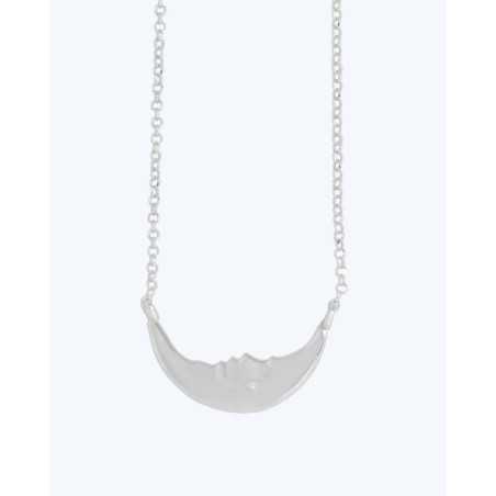 ELYRA Necklace | 925 Sterling Silver Half Moon and Face Necklace | moon