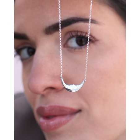 ELYRA Necklace | 925 Sterling Silver Half Moon and Face Necklace | moon