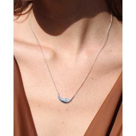 ELYRA Necklace | 925 Sterling Silver Half Moon and Face Necklace | moon