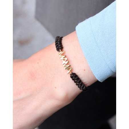 Pulsera Zassi Oro | Pulsera macrame palabra mama - moon