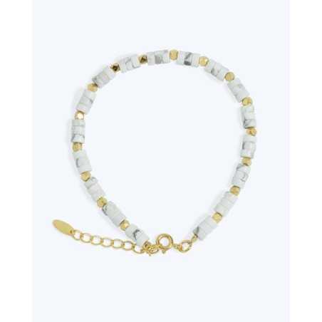 SANYI bracelet | Silver Bracelet with Howlite Stones - moon