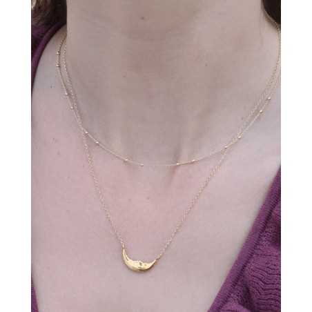Zuri Necklace | Double Bead Silver Chain - moon