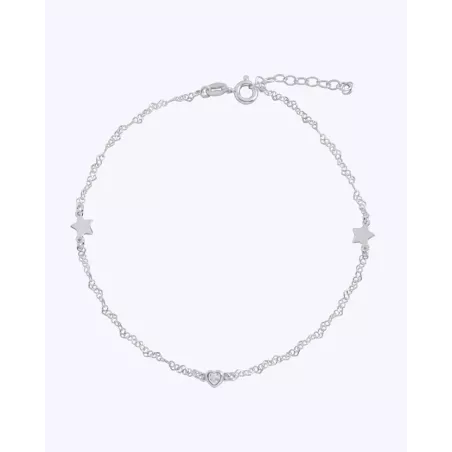 KAU Anklet | Discreet Anklet in Silver or Gold Plating with Fine Details - Moon