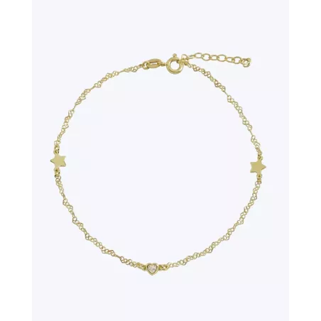 KAU Anklet | Discreet Anklet in Silver or Gold Plating with Fine Details - Moon