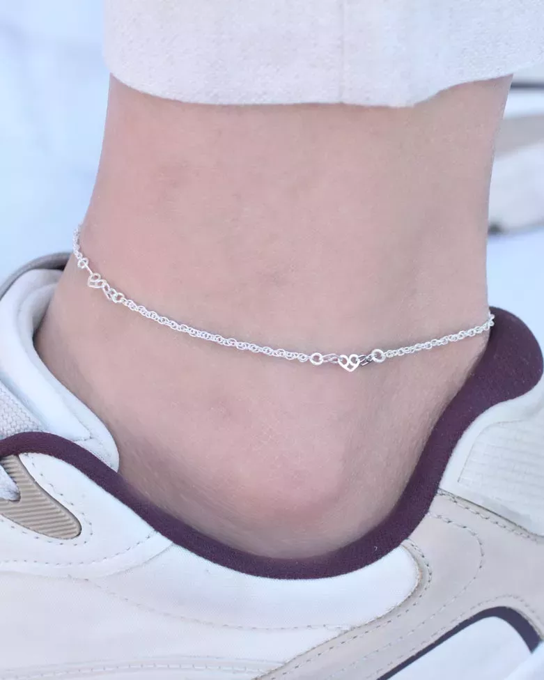 DUJI Anklet | 925 Silver Anklet with Modern Heart Design - Moon