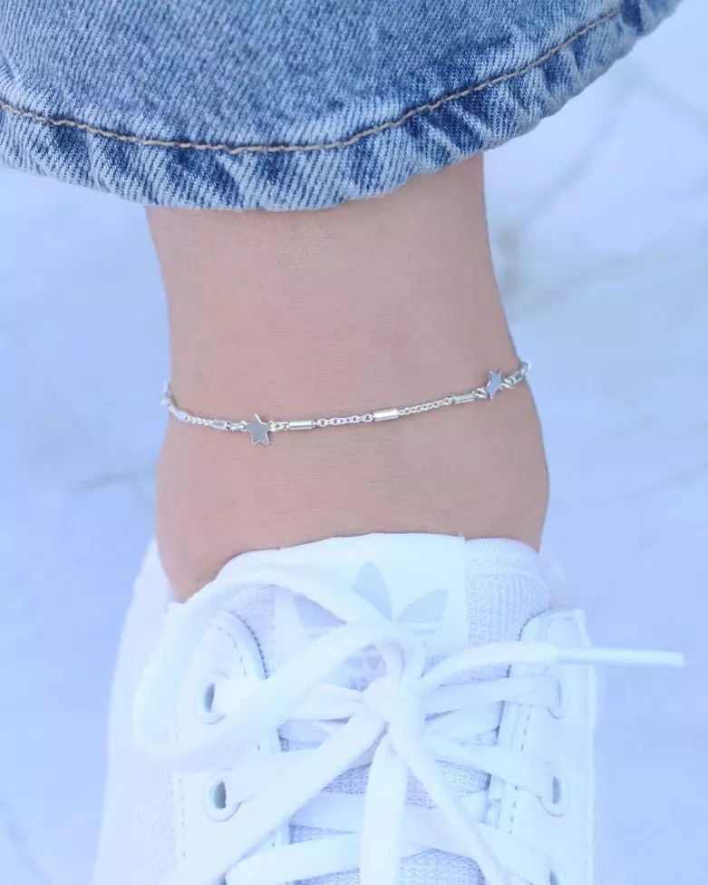 KONNU Anklet | 925 Sterling Silver Anklet with Stars – Moon