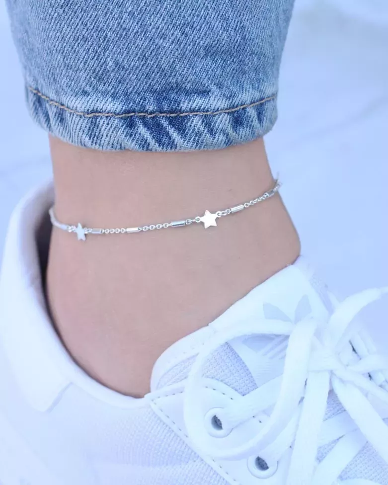 KONNU Anklet | 925 Sterling Silver Anklet with Stars – Moon