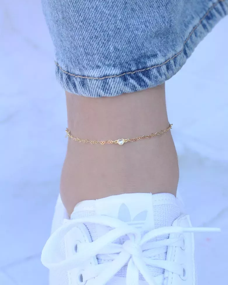 KAU Anklet | Discreet Anklet in Silver or Gold Plating with Fine Details - Moon