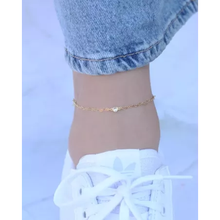 KAU Anklet | Discreet Anklet in Silver or Gold Plating with Fine Details - Moon