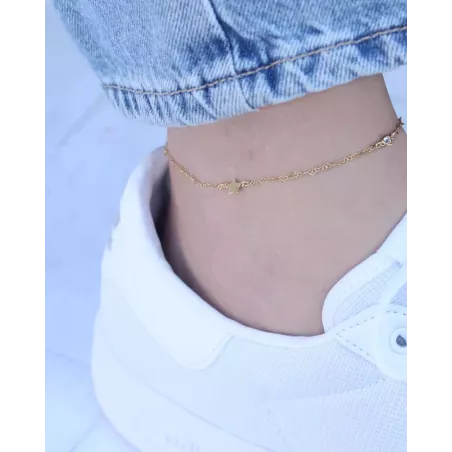 KAU Anklet | Discreet Anklet in Silver or Gold Plating with Fine Details - Moon