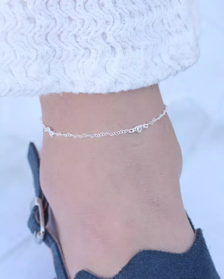 KAU Anklet | Discreet Anklet in Silver or Gold Plating with Fine Details - Moon