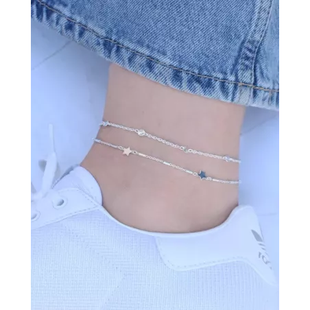 SHIM Anklet | 925 Sterling Silver Single Chain Anklet - Moon