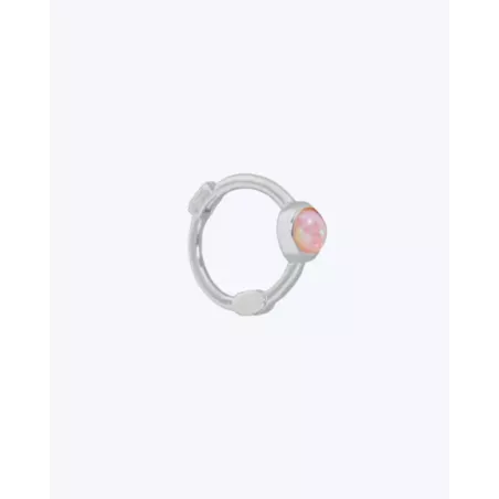 TATLI Pink Earring | Small Hoop with Pink Opal Stone - Moon