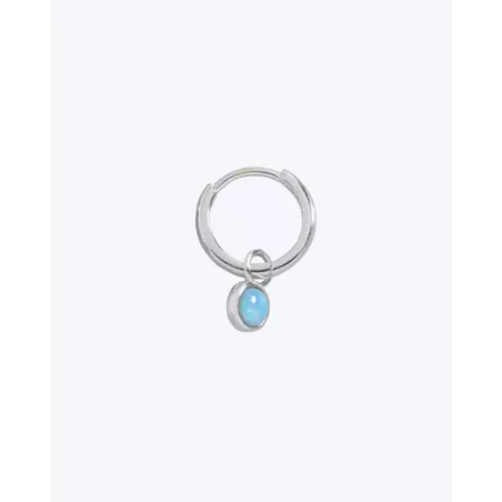 Tatli Hoop | Silver Hoop with Dangling Opal for Second Holes - Moon
