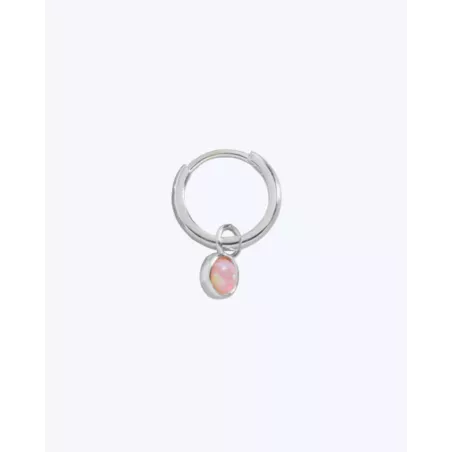 TATLI Pink Hoop | Basic hoop with a dangling pink stone - Moon