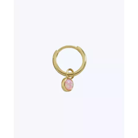 Tatli Rose Gold Hoop | Small gold hoop earring with pink opal – Moon