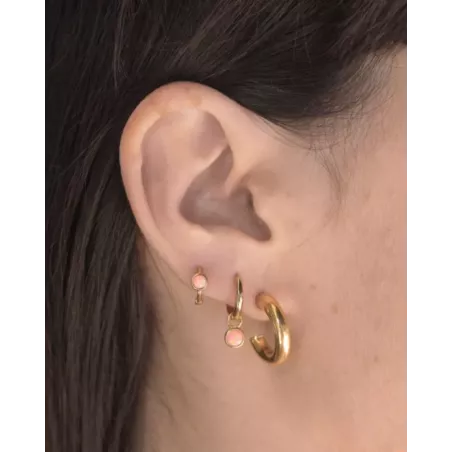 Aro Tatli Rosa Oro | Aro dorado pequeño con ópalo rosa – moon