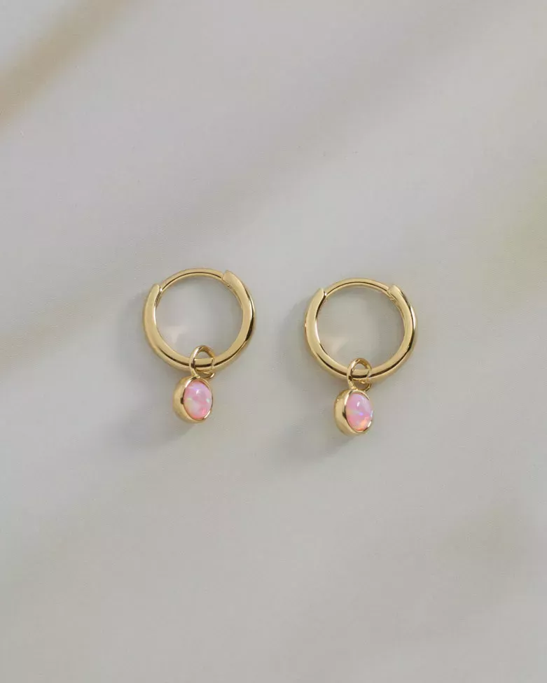 Aro Tatli Rosa Oro | Aro dorado pequeño con ópalo rosa – moon