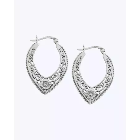 IMBA Earrings | Boho teardrop earrings in silver with moon engraving